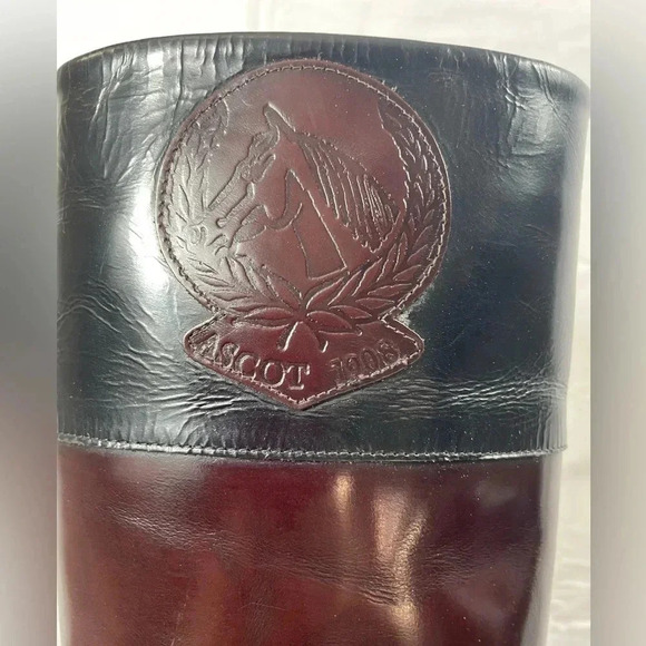 Ascot 1908 Equestrian Embossed Riding Boots Brown Black Leather Size 37/6.5 - Picture 9 of 10